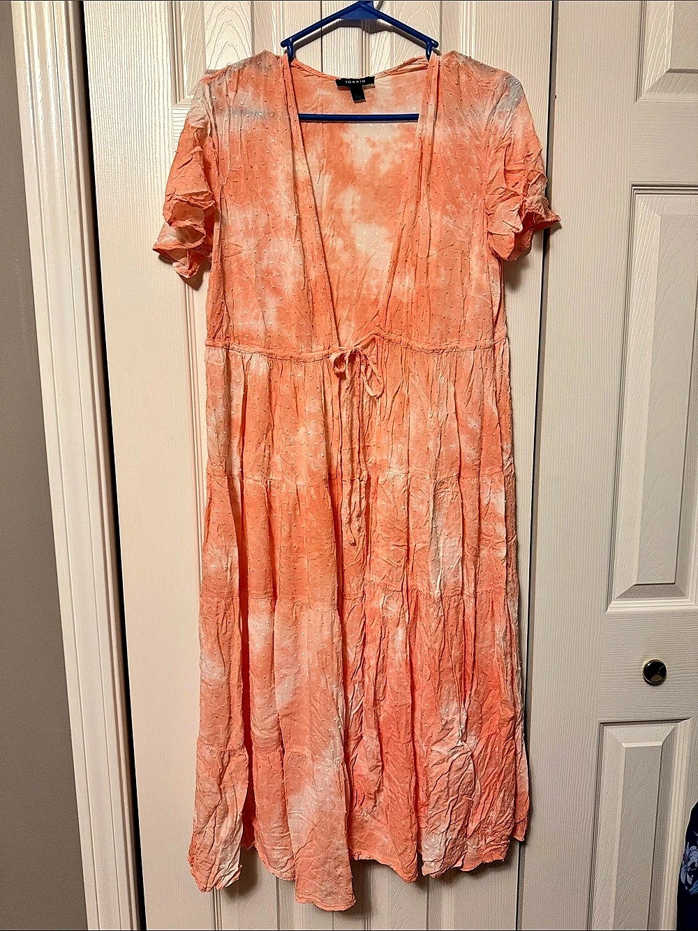TORRID Women's Textured Midi Dress Orange & White Size 00